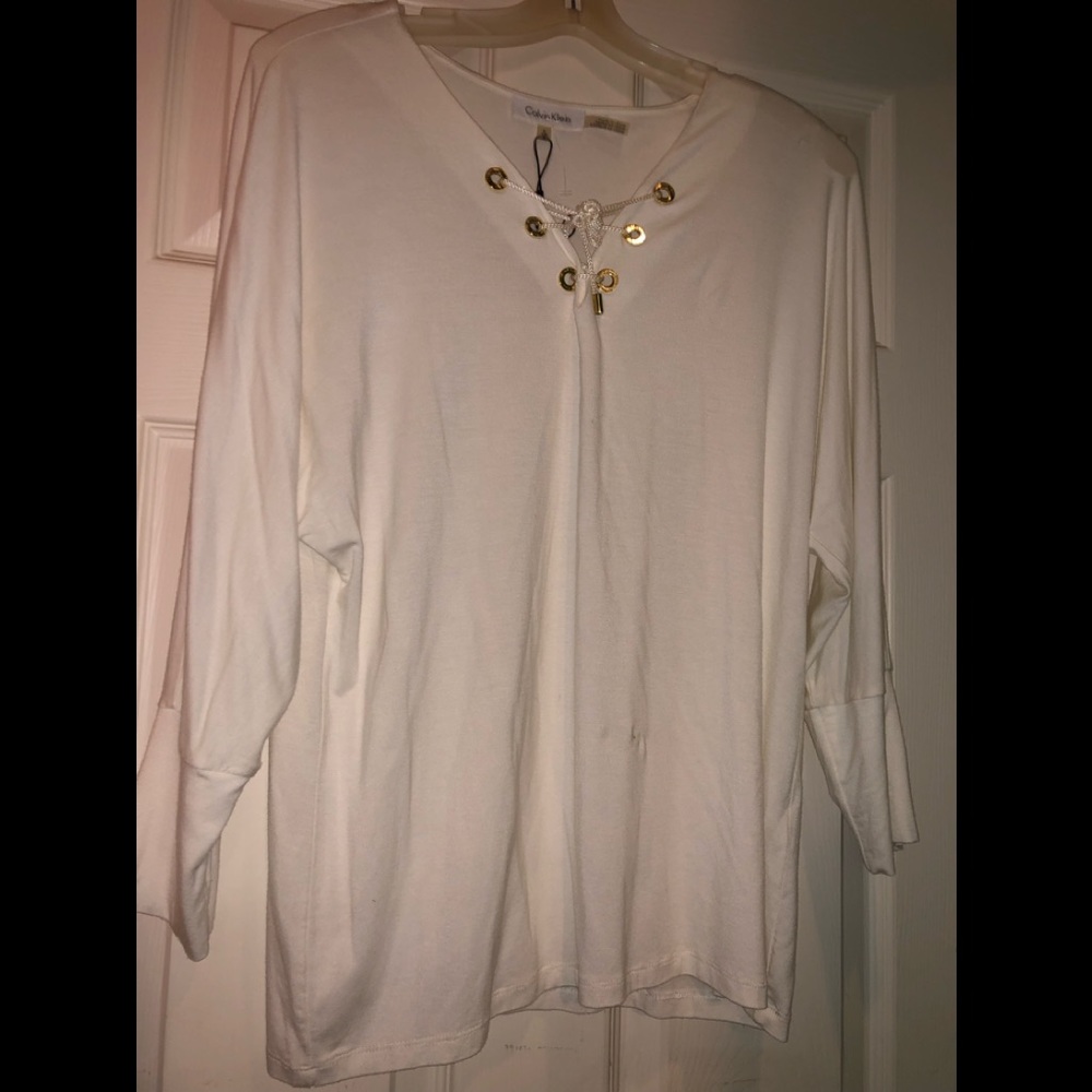 Calvin Klein Lace Up Dolman Knit Top